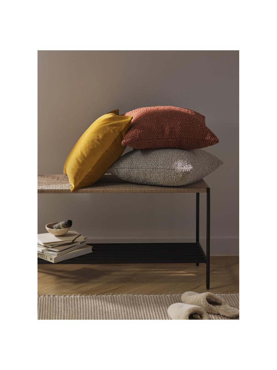 Housses de coussin en tissu bouclé Bellamie, 2 pièces, Tissu bouclé (95 % polyester, 5 % polyacrylique), En tissu bouclé grège, larg. 45 x long. 45 cm, 2 pièces