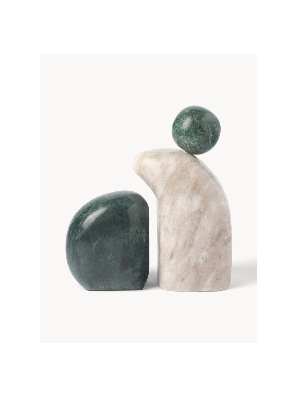 Objets décoratifs en marbre Nati, 2 élém., Marbre, Vert foncé, beige clair, marbré, Lot de différentes tailles