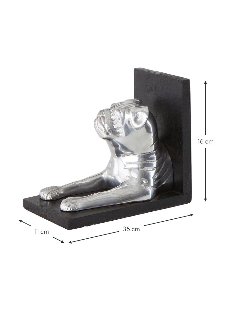 Sujetalibros Sebastian, 2 uds., Figura: aluminio, Plateado, negro, An 36 x Al 16 cm