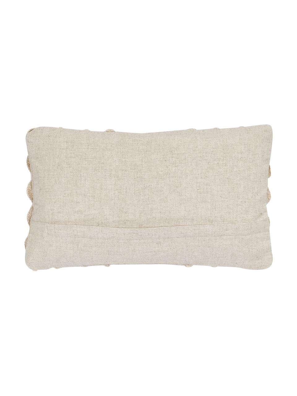 Kussenhoes Marlène in beige met franjes, 60% polyester, 25% katoen, 15% linnen, Beige, B 30 x L 50 cm