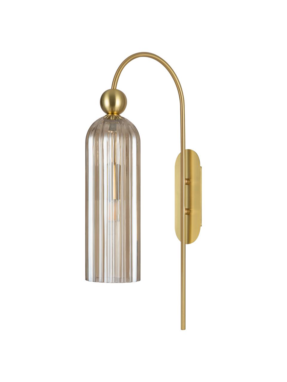 Lampada da parete Antic, Paralume: vetro, Struttura: metallo rivestito, Ottonato, champagne, Ø 10 x Alt. 30 cm