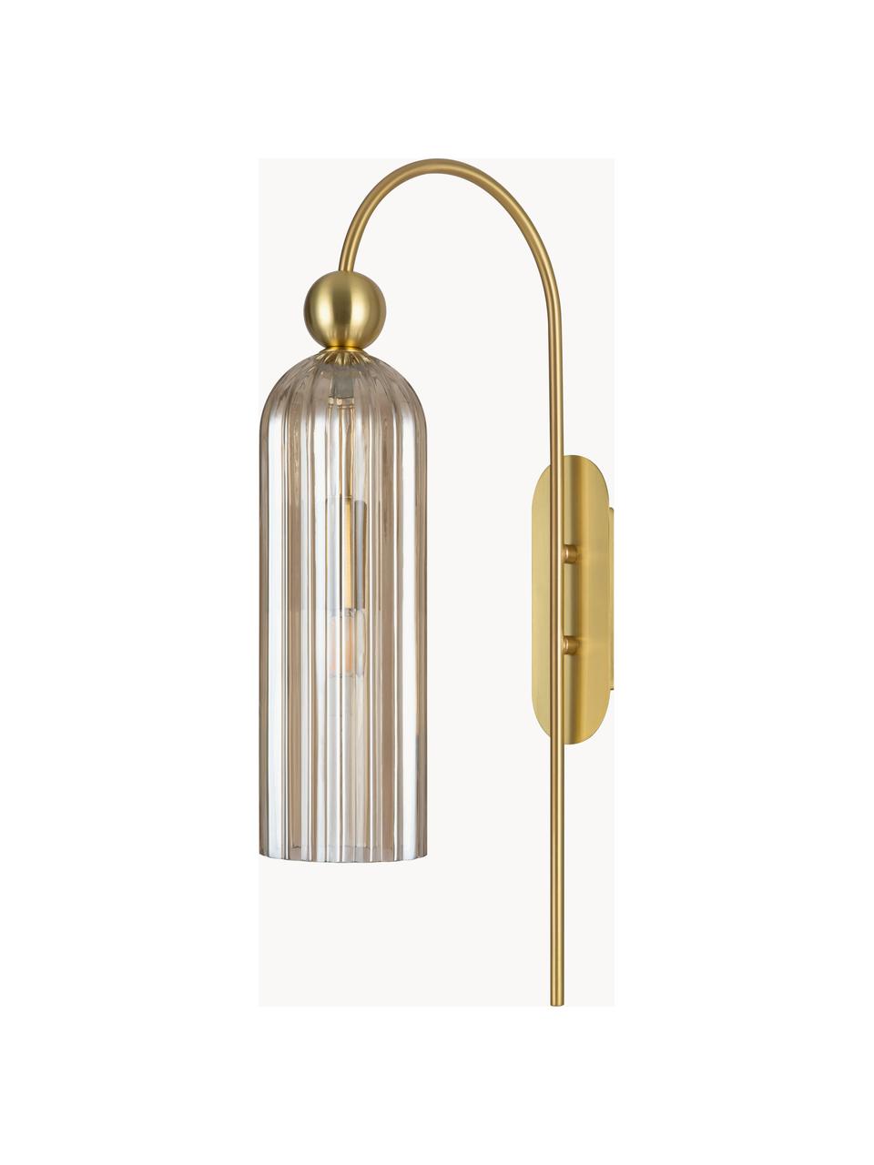 Lampada da parete Antic, Paralume: vetro, Struttura: metallo rivestito, Dorato, trasparente, Ø 10 x Alt. 30 cm