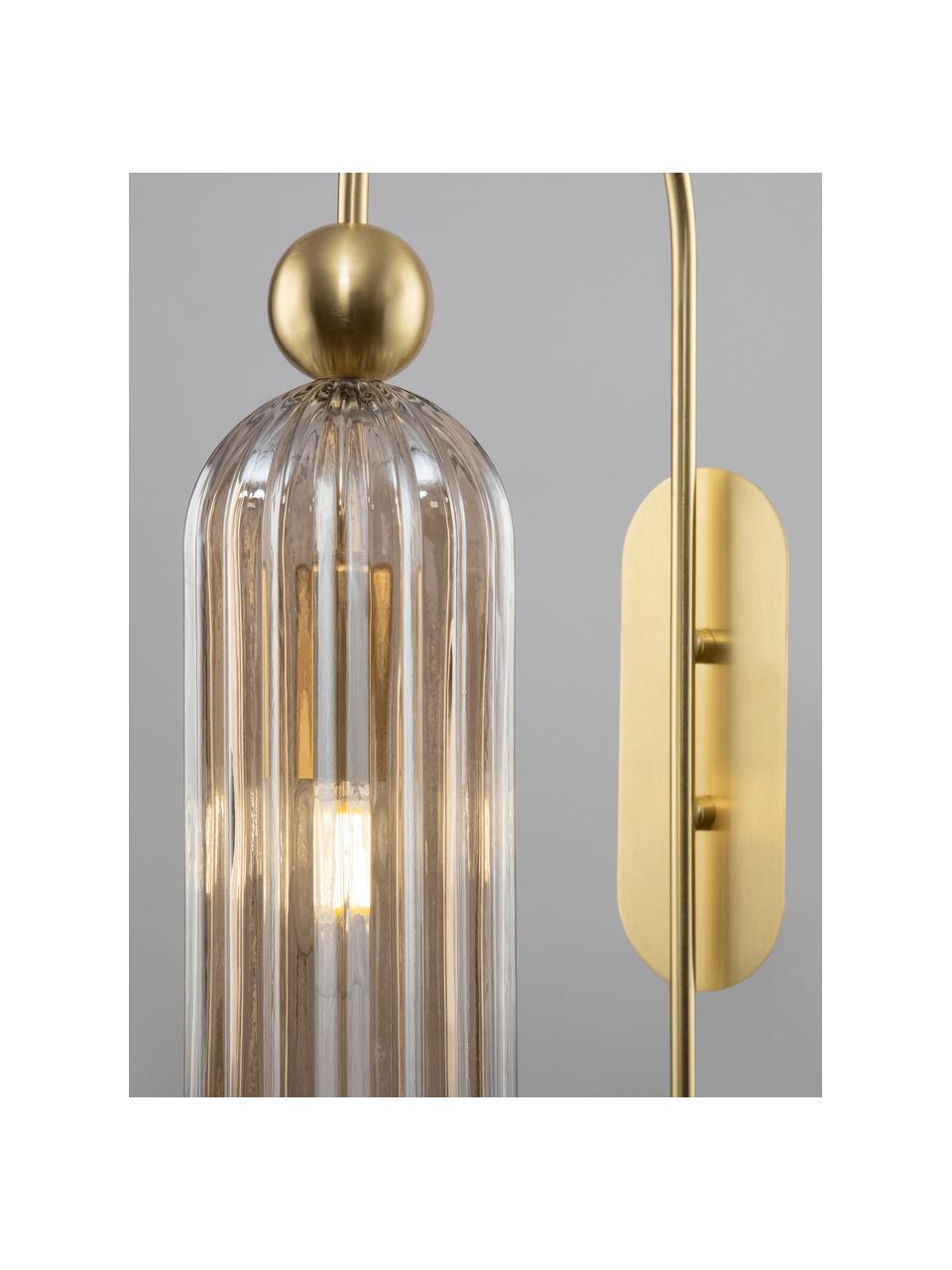 Wandlamp Antic, Lampenkap: glas, Goudkleurig, transparant, Ø 10 x H 30 cm