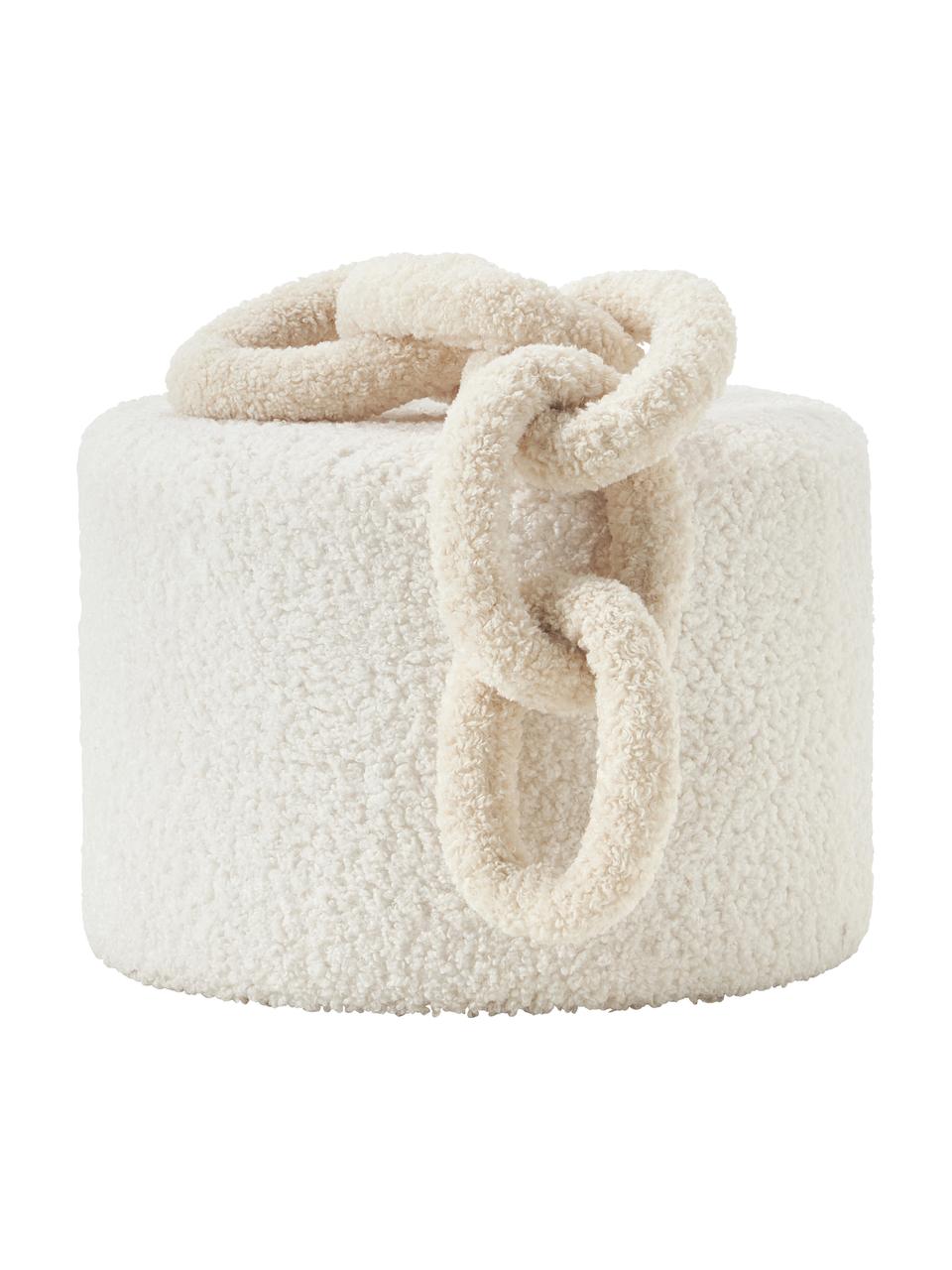 Cojín de borreguillo Chain, 100% poliéster (borreguillo), Blanco crema, An 60 x F 20 cm