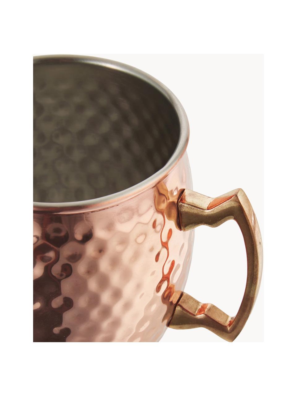 Moscow Mule Kupferbecher Hammered mit gehämmerter Oberfläche, Stahl, außen verkupfert, Rosa mit Metallic-Finish, Ø 9 x H 10 cm, 450 ml