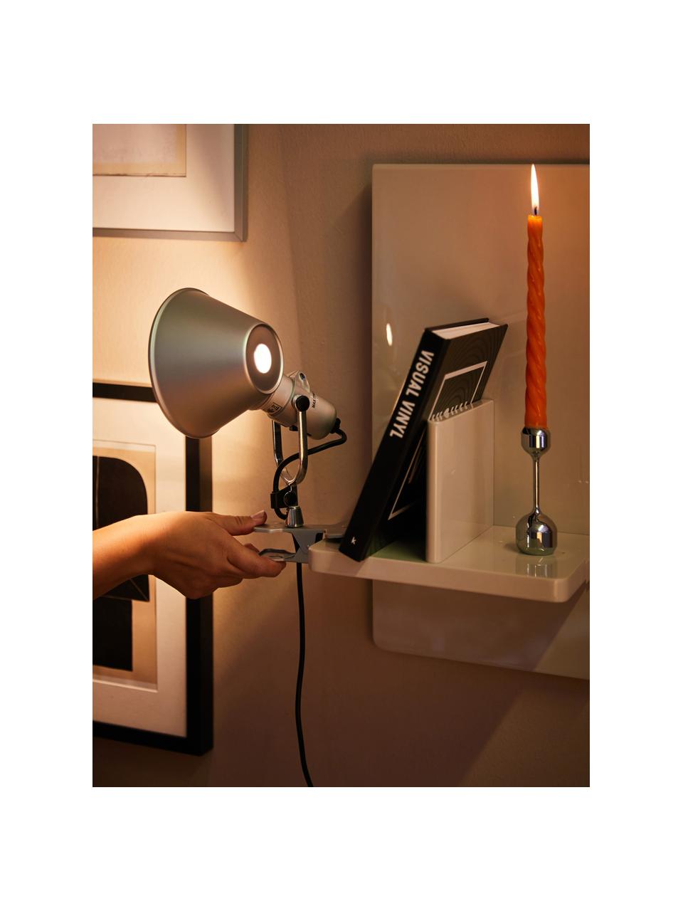 Bureaulamp Tolomeo Pinza met klem, Lampenkap: gecoat aluminium, Frame: gecoat aluminium, Zilverkleurig, Ø 18 x H 23 cm
