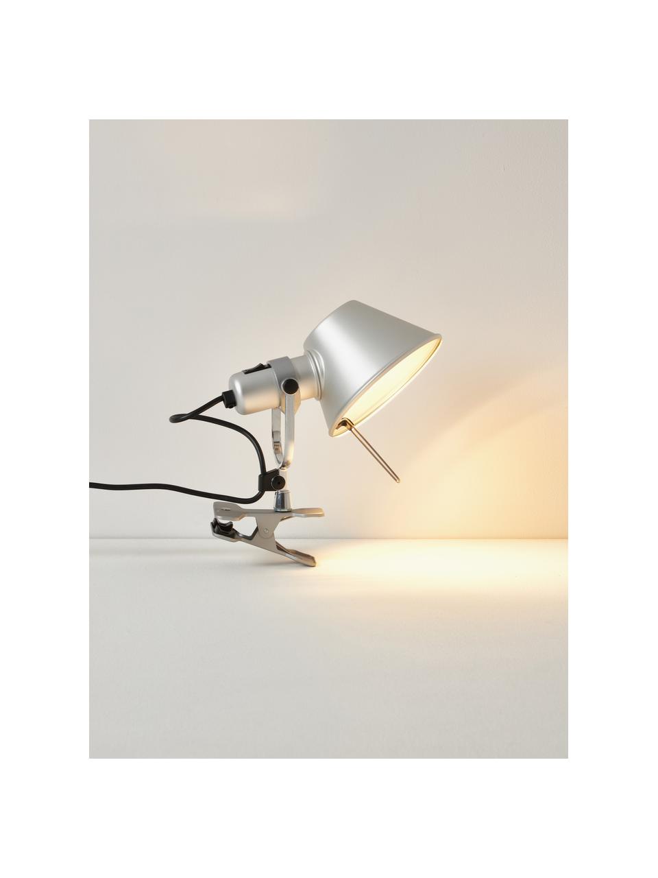 Bureaulamp Tolomeo Pinza met klem, Lampenkap: gecoat aluminium, Frame: gecoat aluminium, Zilverkleurig, Ø 18 x H 23 cm