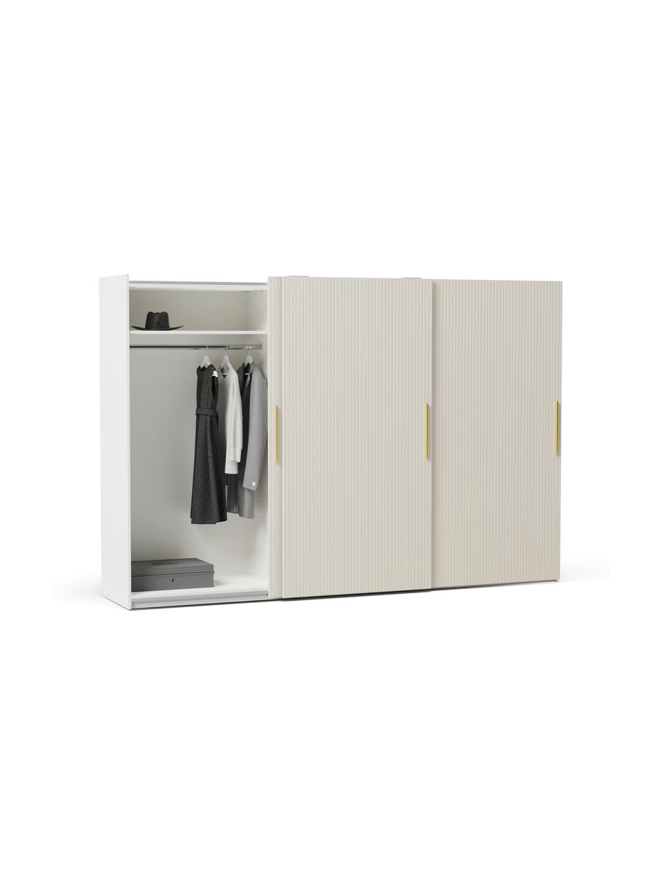 Armario modular Simone, 3 puertas correderas (300 cm), diferentes variantes, Estructura: aglomerado con certificad, Madera, beige, Interior Basic (An 300 x Al 200 cm)