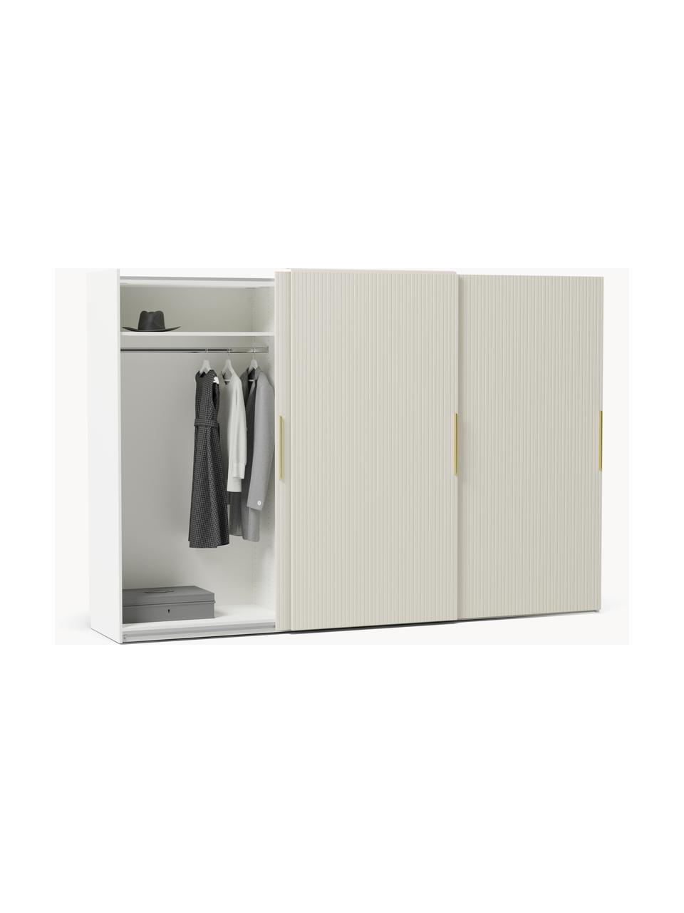 Modularer Schwebetürenschrank Simone, 300 cm Breite, mehrere Varianten, Korpus: Spanplatte, melaminbeschi, Holz, Hellbeige, Premium Interior, B 300 x H 236 cm