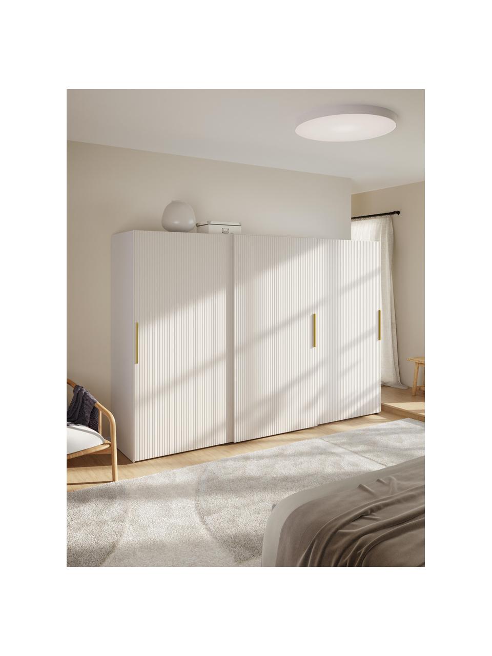 Armario modular Simone, 3 puertas correderas (300 cm), diferentes variantes, Estructura: tablero aglomerado revest, Madera, beige claro, Interior Classic (An 300 x Al 236 cm)