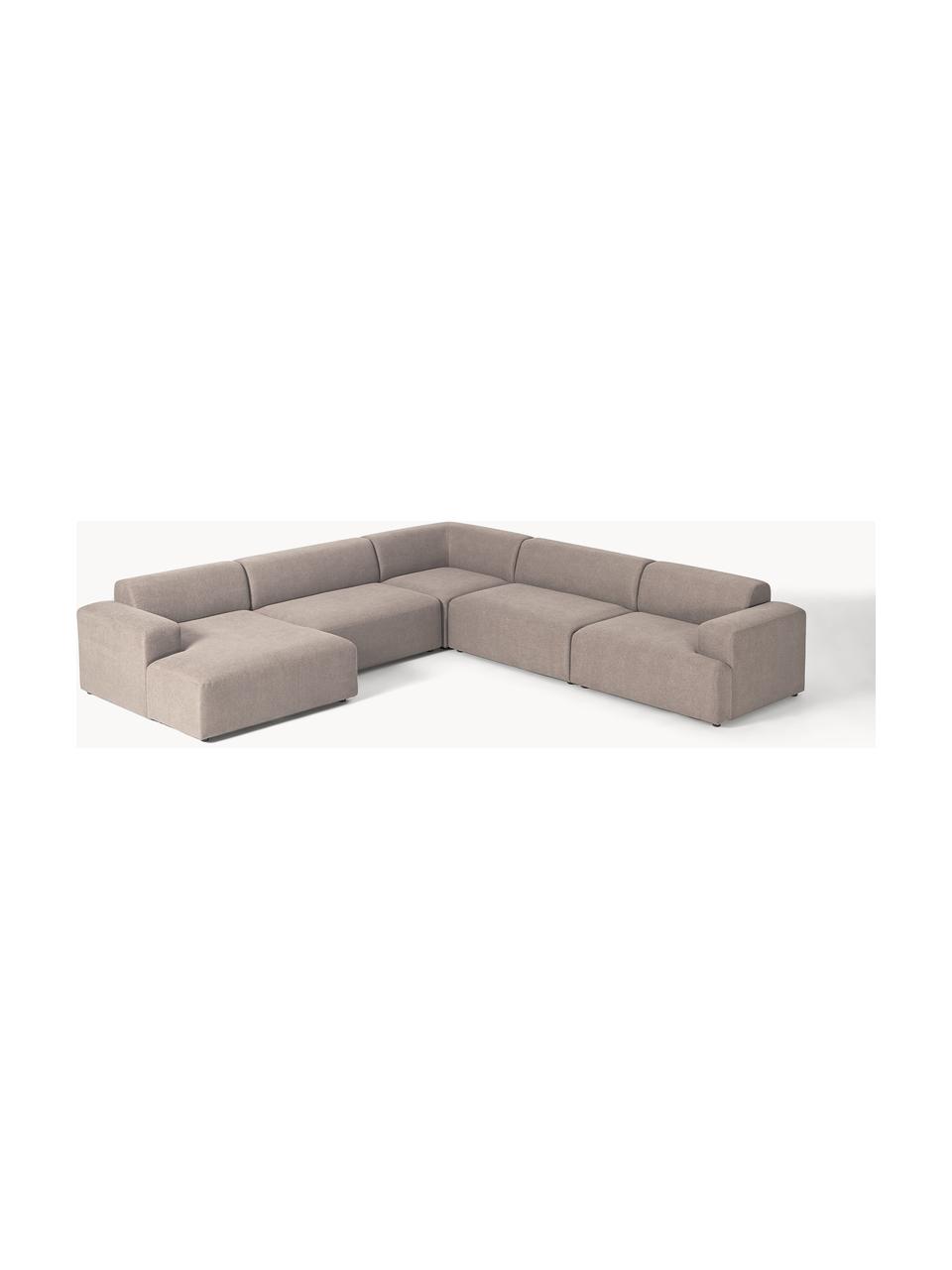 Divano ampio Melva, Rivestimento: 100% poliestere Con 115.0, Struttura: legno massiccio di pino e, Piedini: plastica Questo prodotto , Tessuto taupe, Larg. 339 x Prof. 339 cm, chaise-longue a destra