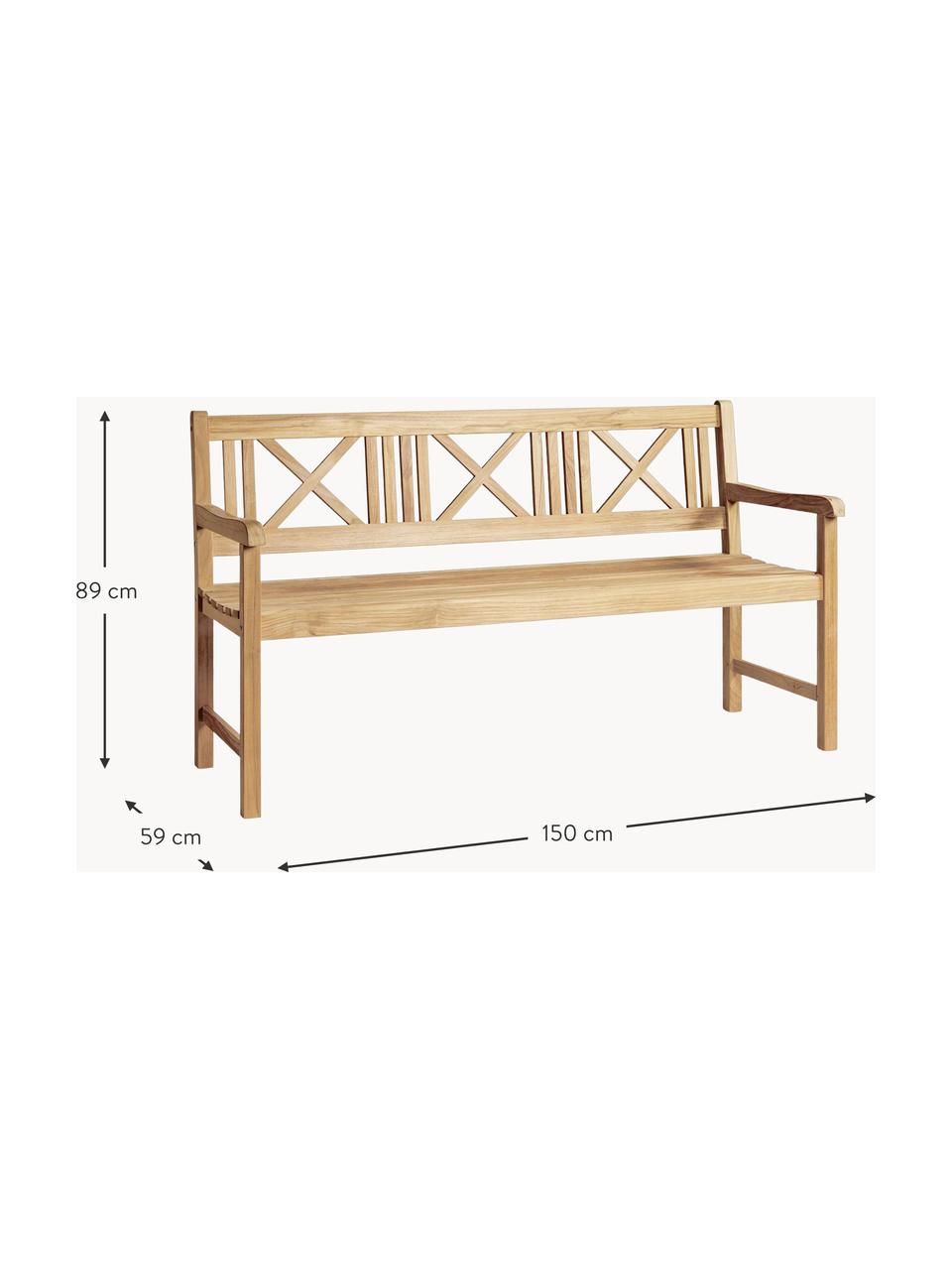 Grand banc de jardin en bois de teck Rosenborg, Bois de teck, poncé
Certifié V-Legal, Bois de teck, larg. 150 x haut. 89 cm