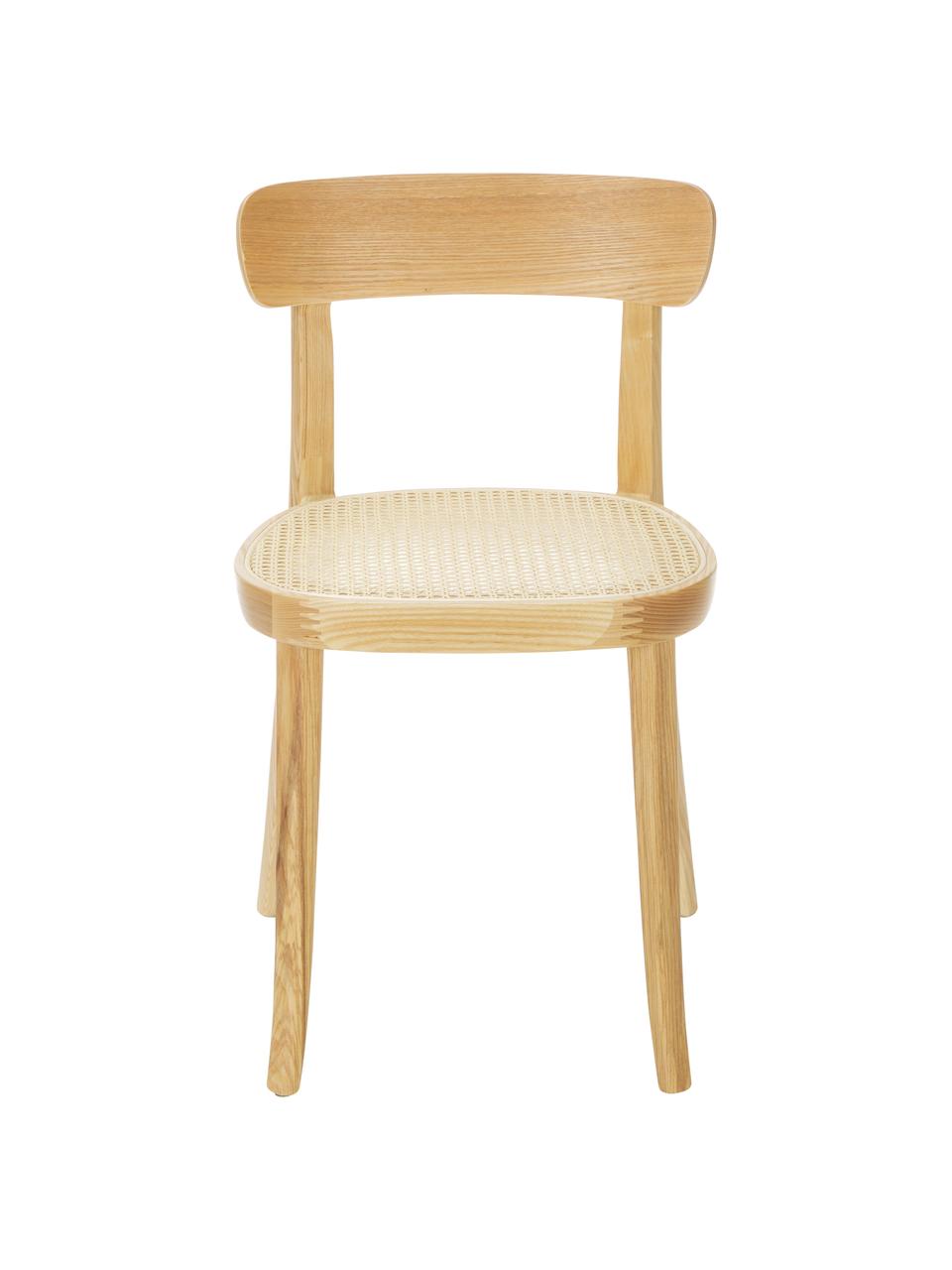 Sillas de madera con tejido vienés Richie, 2 uds., Asiento: ratán, Estructura: madera de fresno maciza, Beige, madera de fresno, An 45 x Al 75 cm