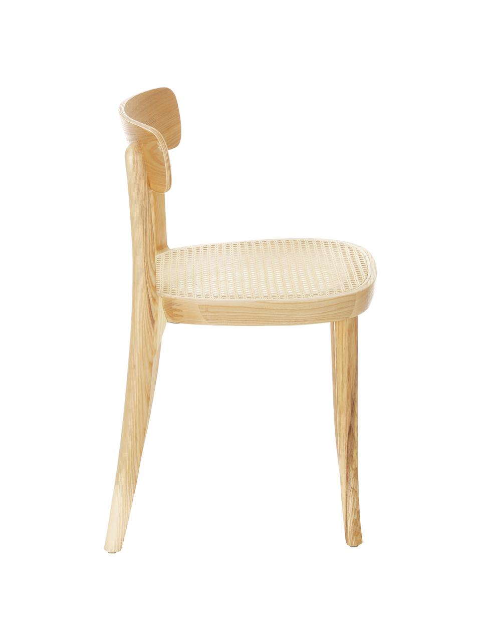 Krzesło z drewna naturalnego z plecionką wiedeńską Richie, 2 szt., Stelaż: lite drewno jesionowe, Beżowy, drewno jesionowe, S 45 x W 75 cm