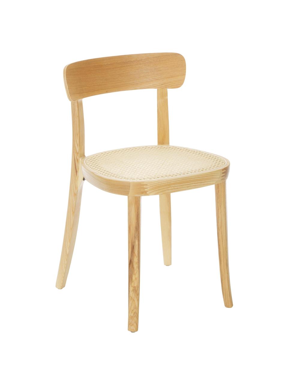 Krzesło z drewna naturalnego z plecionką wiedeńską Richie, 2 szt., Stelaż: lite drewno jesionowe, Beżowy, drewno jesionowe, S 45 x W 75 cm