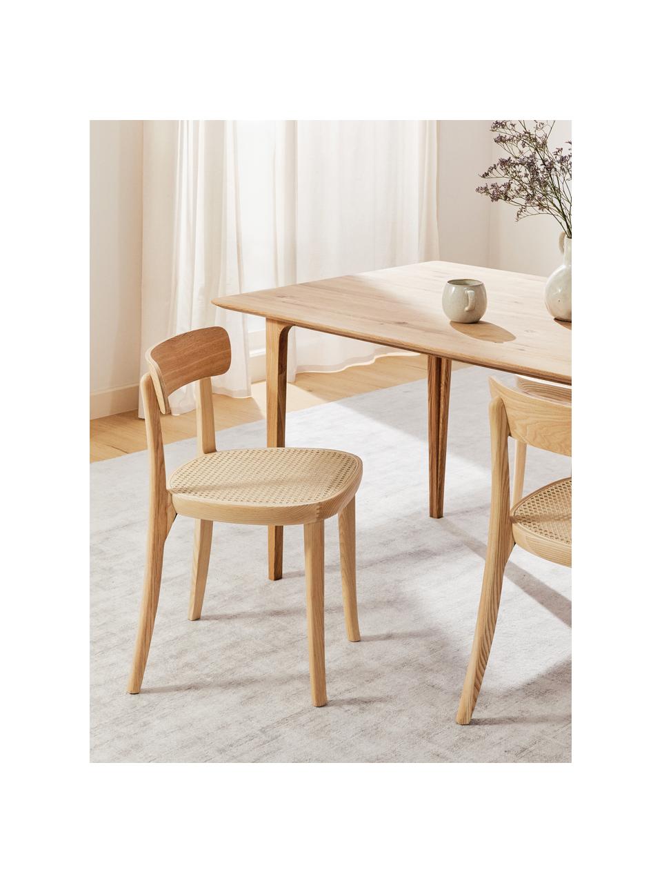 Chaises en bois et cannage Richie, 2 pièces, Beige, bois de frêne, larg. 45 x haut. 75 cm