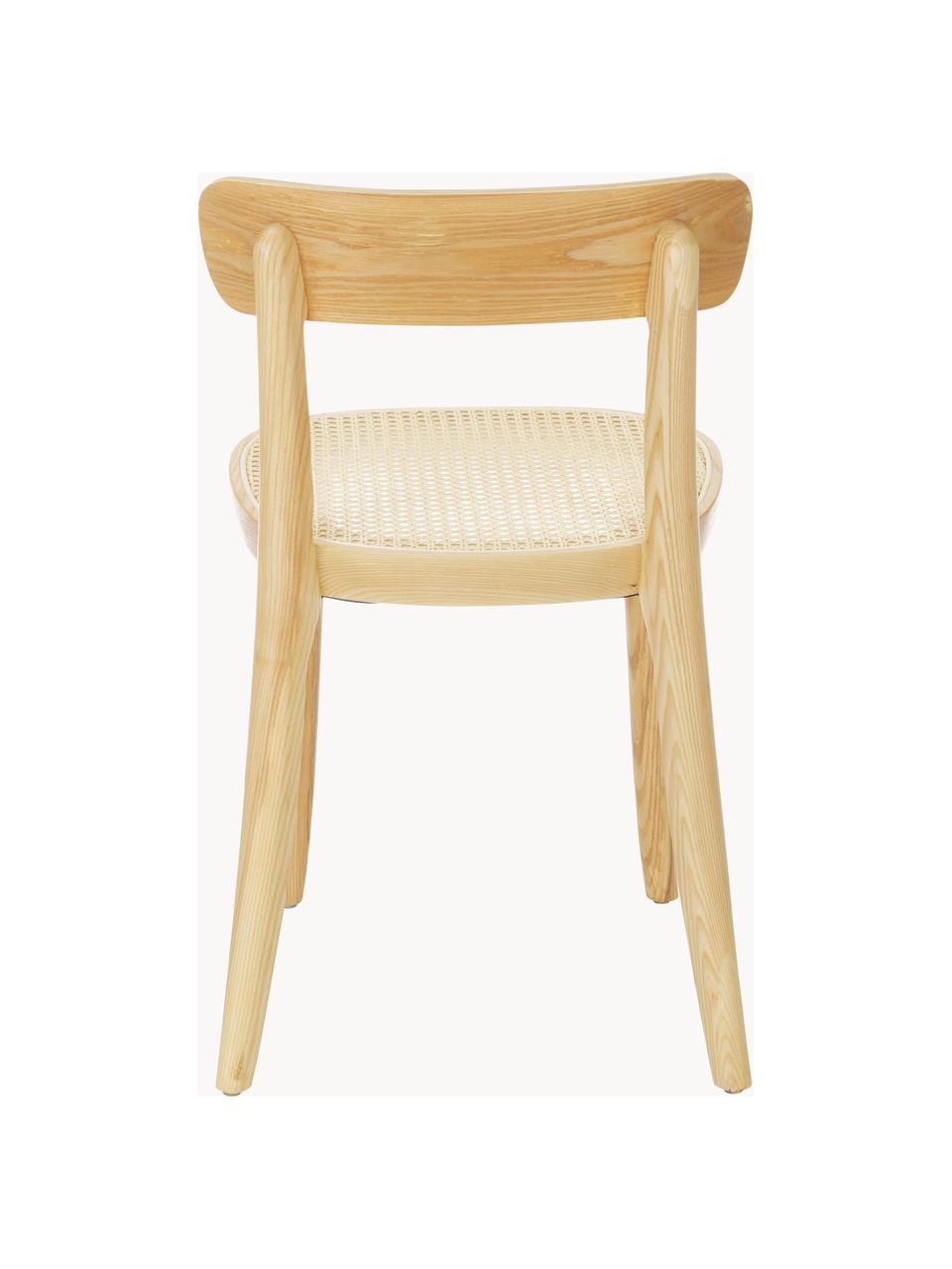 Holzstühle Richie mit Wiener Geflecht, 2 Stück, Sitzfläche: Rattan, Gestell: Eschenholz, massiv, Beige, Eschenholz, B 45 x H 75 cm