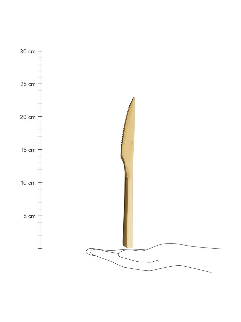 Couverts à steak dorés Raw, 4 personnes (8 élém..), Acier inoxydable, enduit

Les couverts sont fabriqués en acier inoxydable. Ils sont donc durables, ne rouillent pas et sont résistants aux bactéries, Couleur dorée, poli fin, Lot de différentes tailles