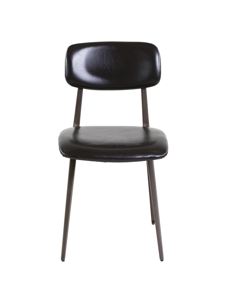 Chaises en cuir synthétique Arthur, 2 pièces, Noir