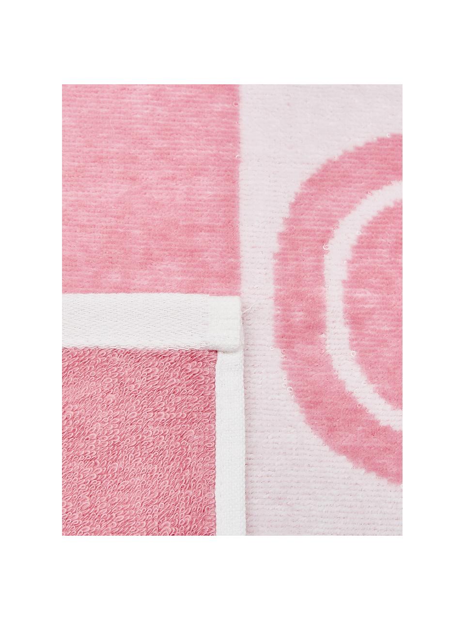 Gestreiftes Strandtuch Anon mit Anker-Motiv, 100% Baumwolle
leichte Qualität 380 g/m², Pink, Weiss, 80 x 160 cm
