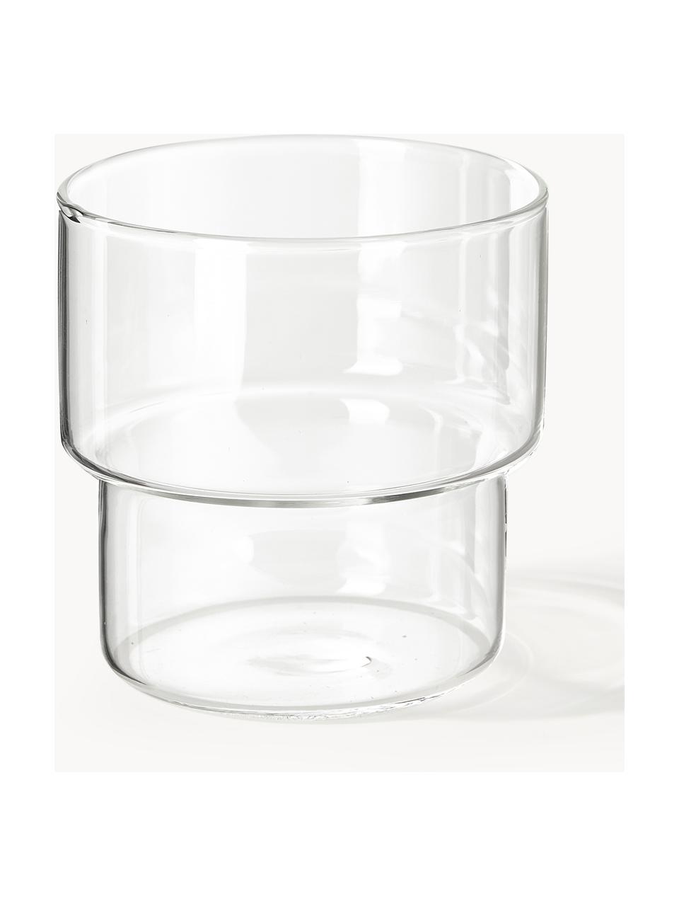 Bicchieri acqua in vetro soffiato Gustave 4 pz, Vetro borosilicato, Trasparente, grigio chiaro, petrolio, arancione, Ø 8 x Alt. 9 cm, 300 ml