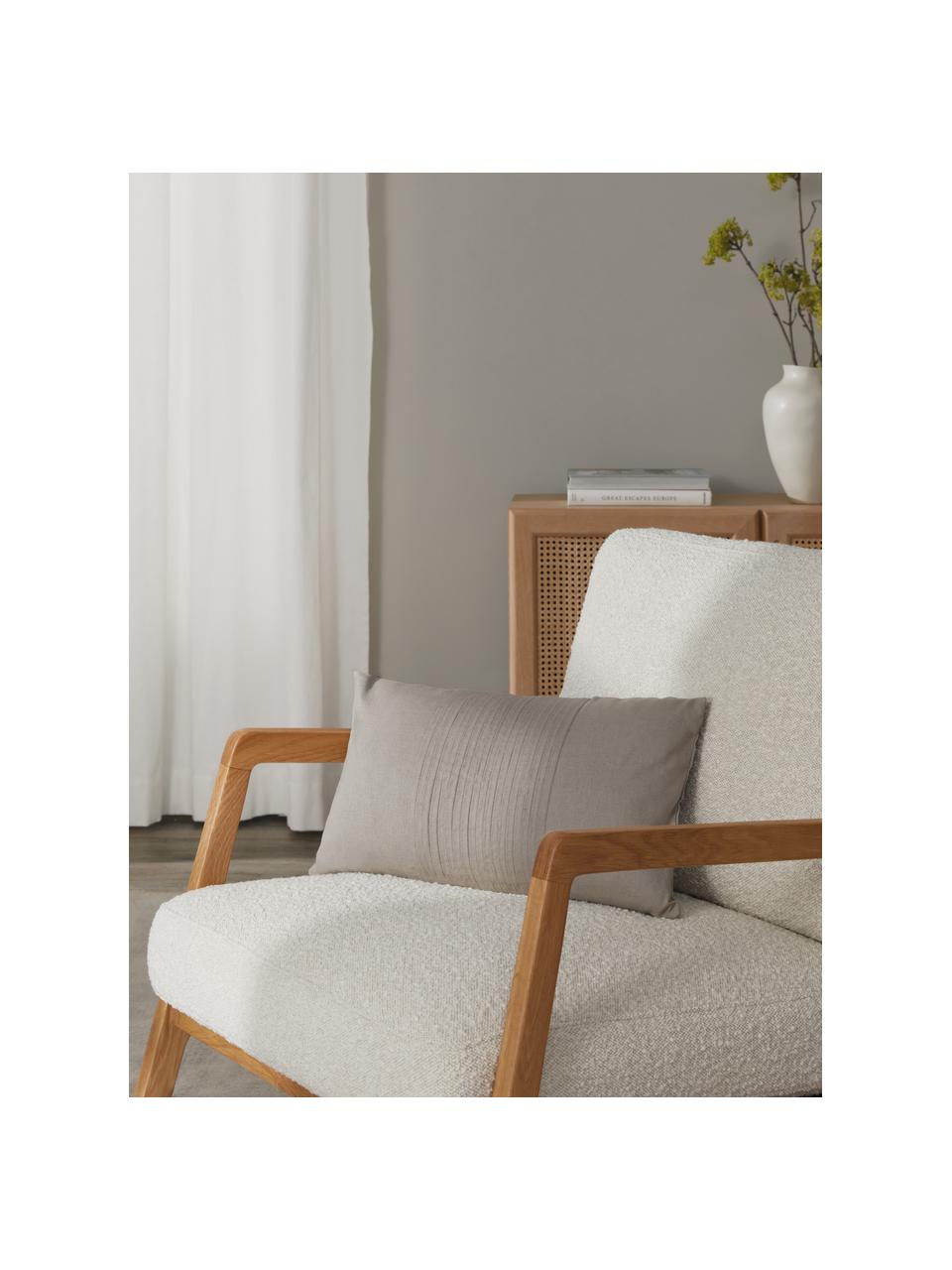 Funda de cojín de lino texturizada Dalia, 51% lino, 49% algodón, Gris pardo, An 30 x L 50 cm