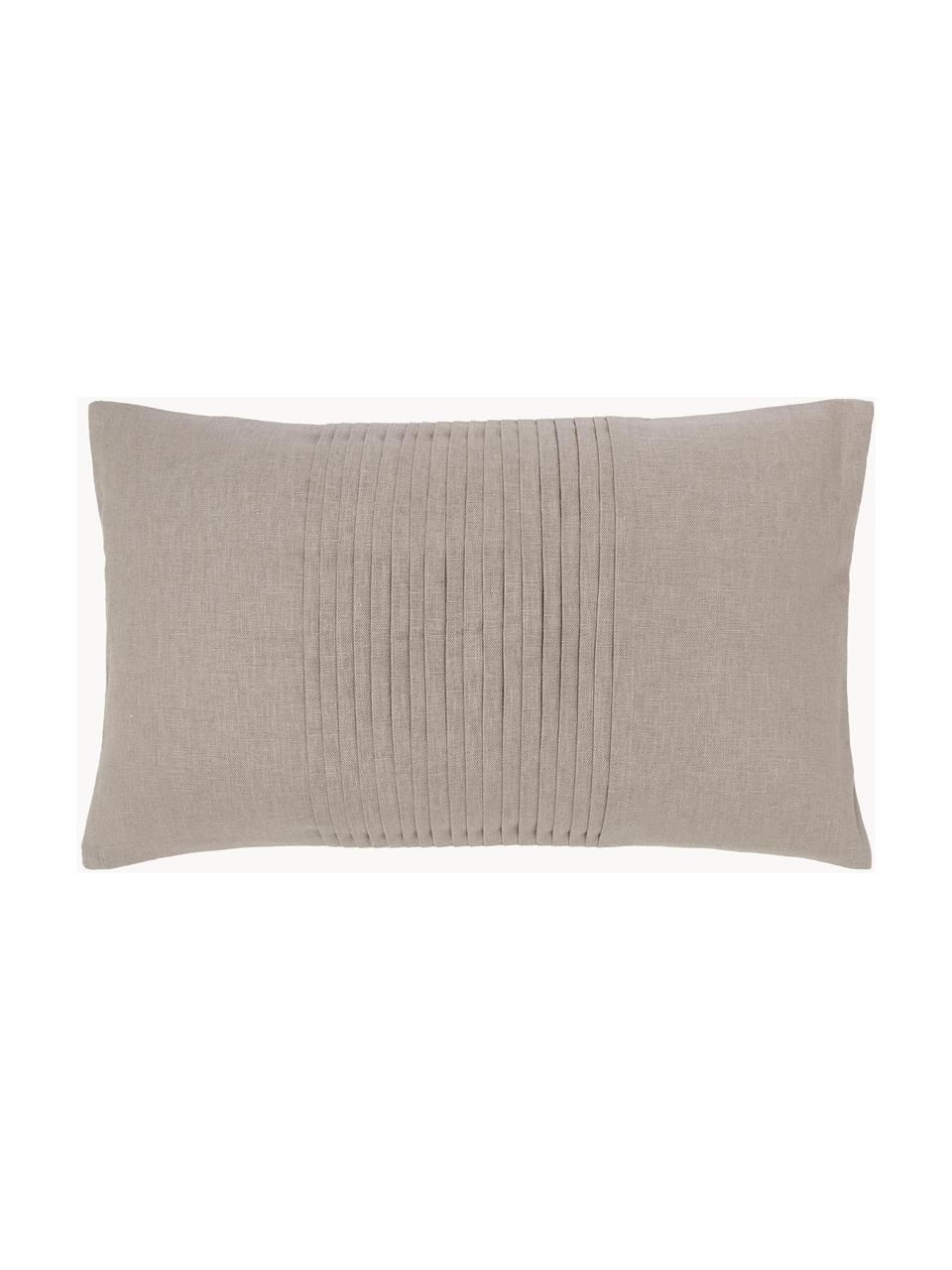 Linnen kussenhoes Dalia met structuurpatroon, 51% linnen, 49% katoen, Taupe, B 30 x L 50 cm