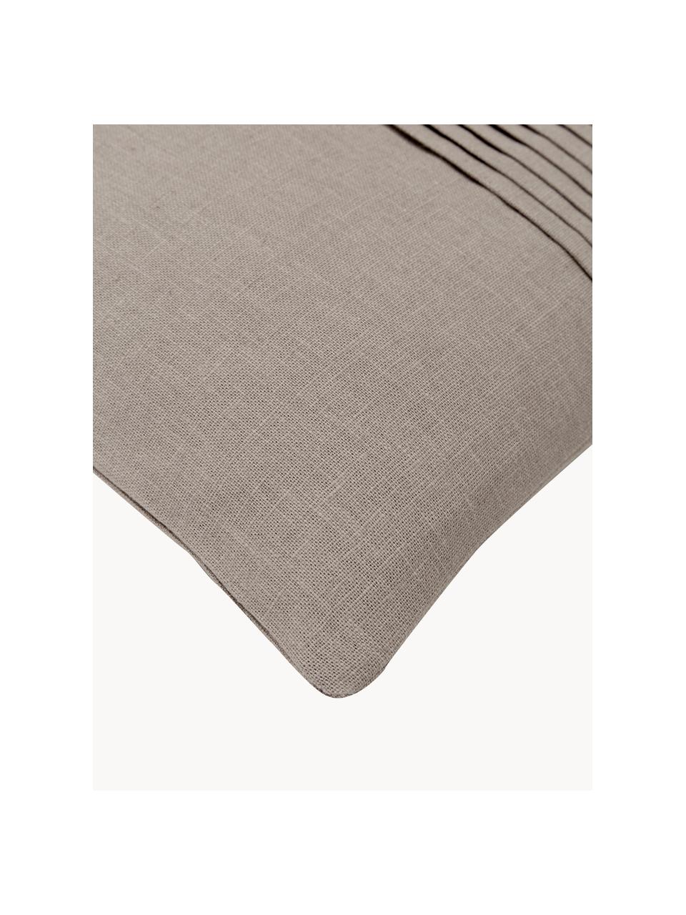 Funda de cojín de lino texturizada Dalia, 51% lino, 49% algodón, Gris pardo, An 30 x L 50 cm