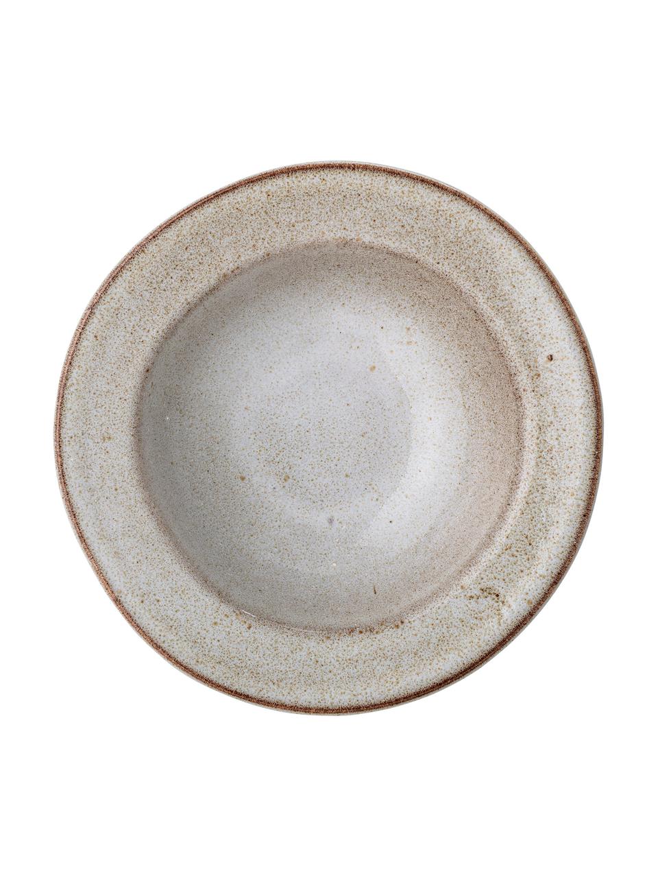 Assiette creuse rustique faite main Sandrine, Grès cérame, Tons beiges, Ø 22 cm