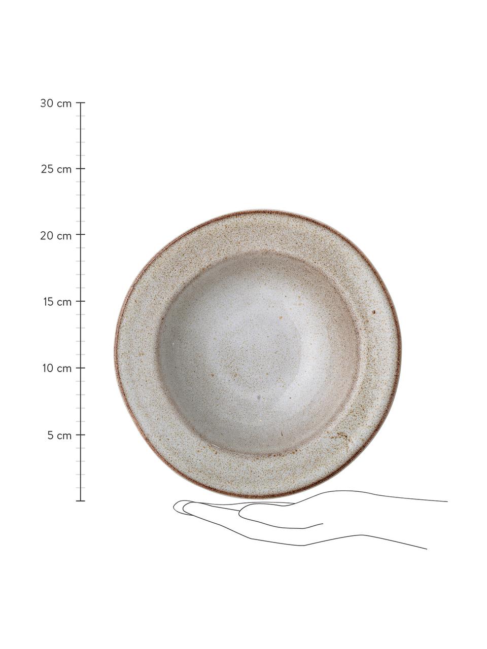 Assiette creuse rustique faite main Sandrine, Grès cérame, Tons beiges, Ø 22 cm