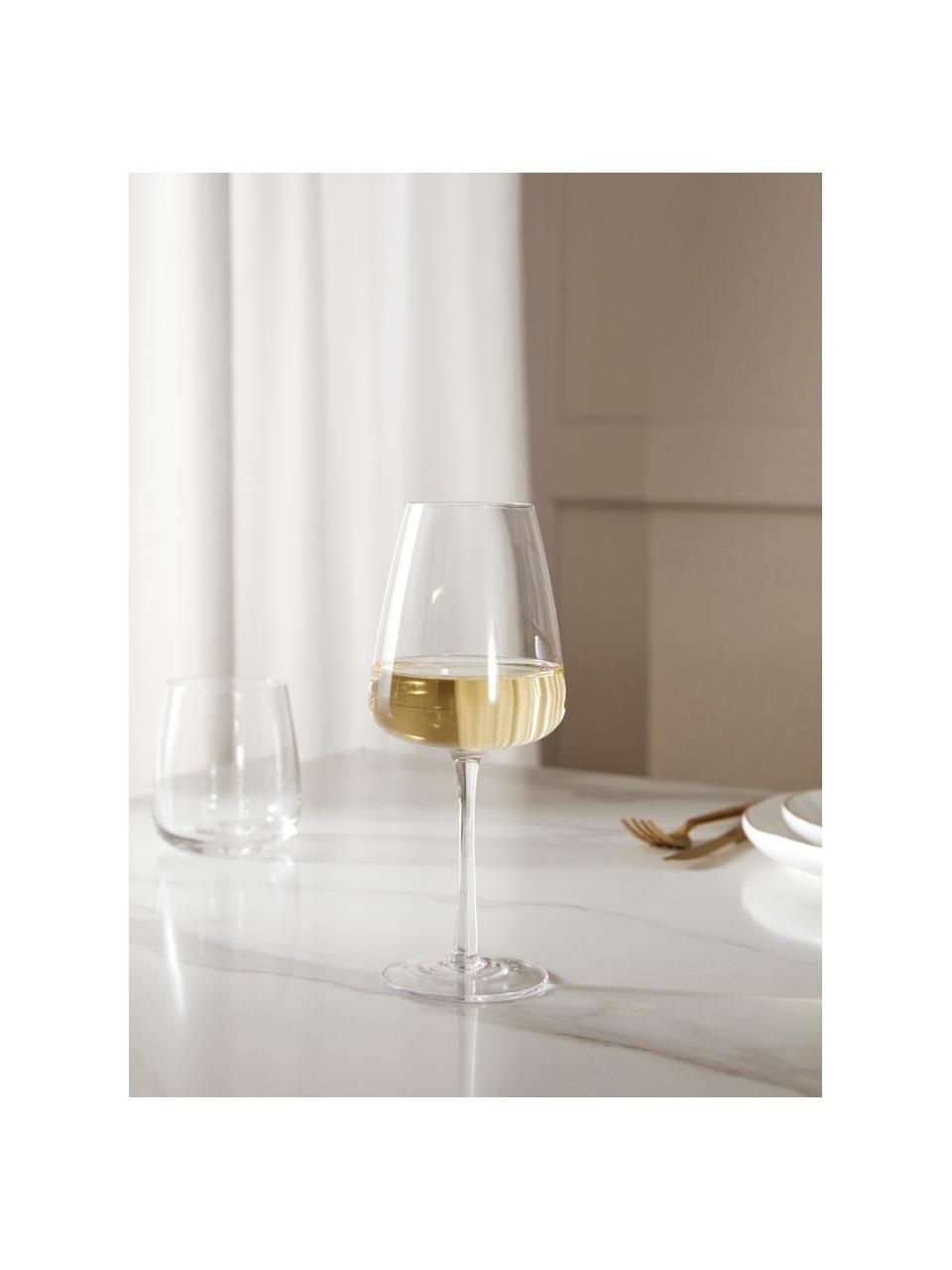 Ručně foukané sklenice na bílé víno Ellery, 4 ks, Sklo, Okrová, Ø 9 cm, V 21 cm, 400 ml