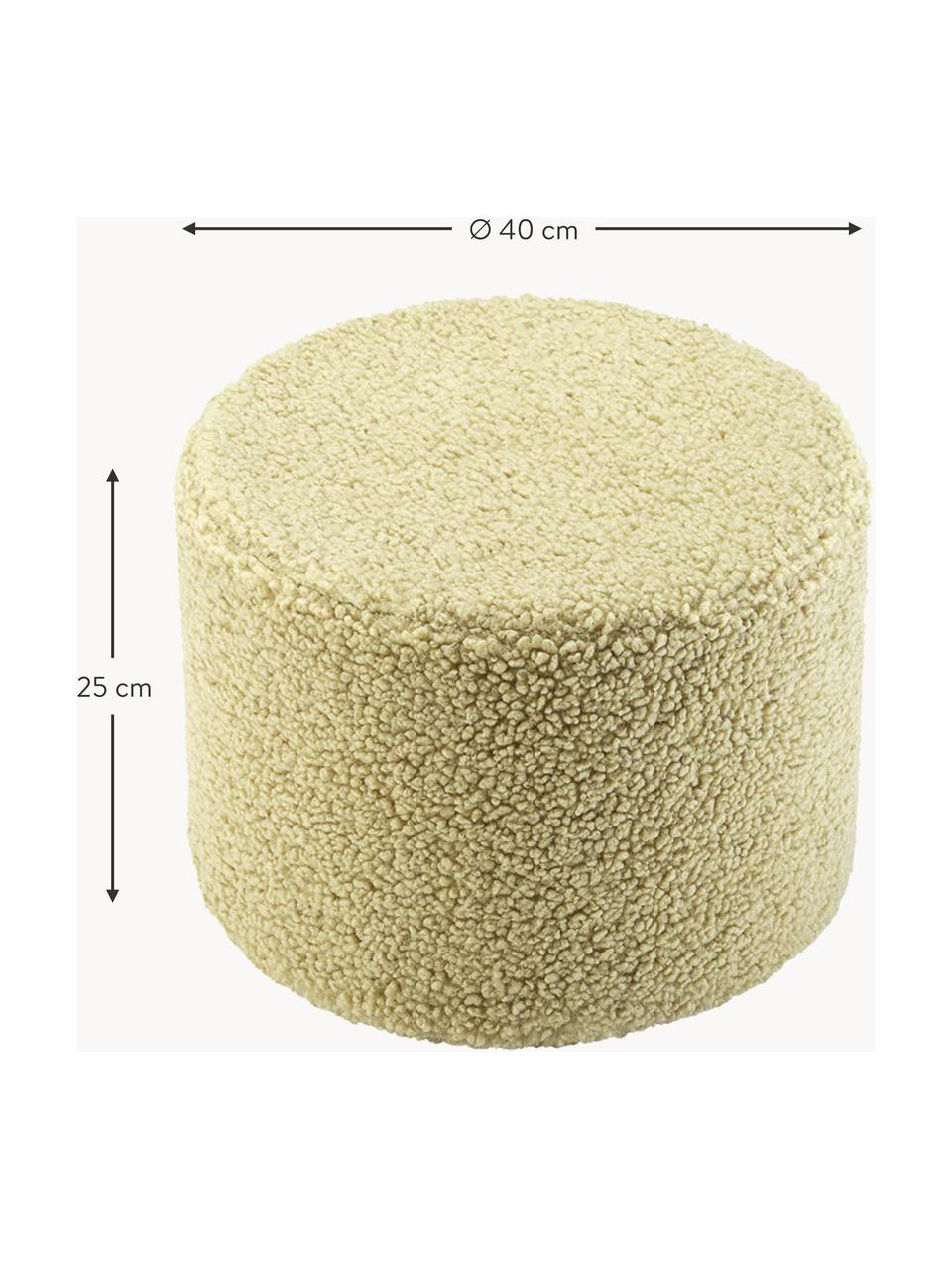 Pouf en peluche pour enfant Sugar, Ø 40 cm, Peluche vert clair, Ø 40 x haut. 25 cm