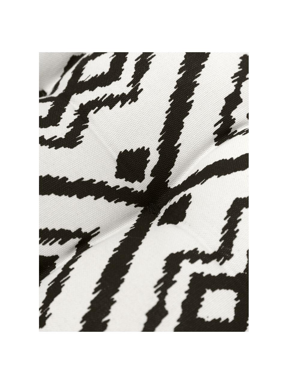 Katoenen stoelkussen Delilah in crèmewit/zwart, Bekleding: 100% katoen, Zwart, B 40 x L 40 cm