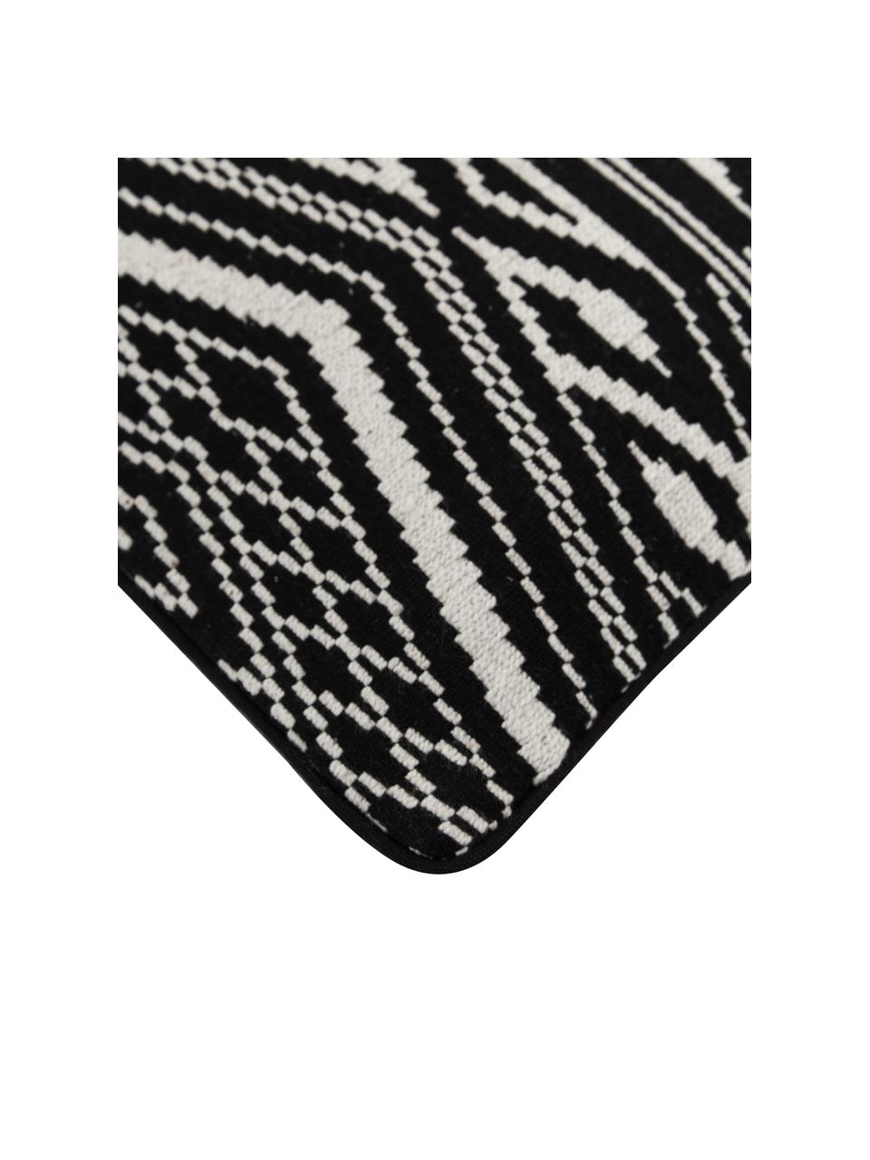 Copricuscino in cotone con bordino Blaki, 100% cotone, Nero, crema, Larg. 45 x Lung. 45 cm