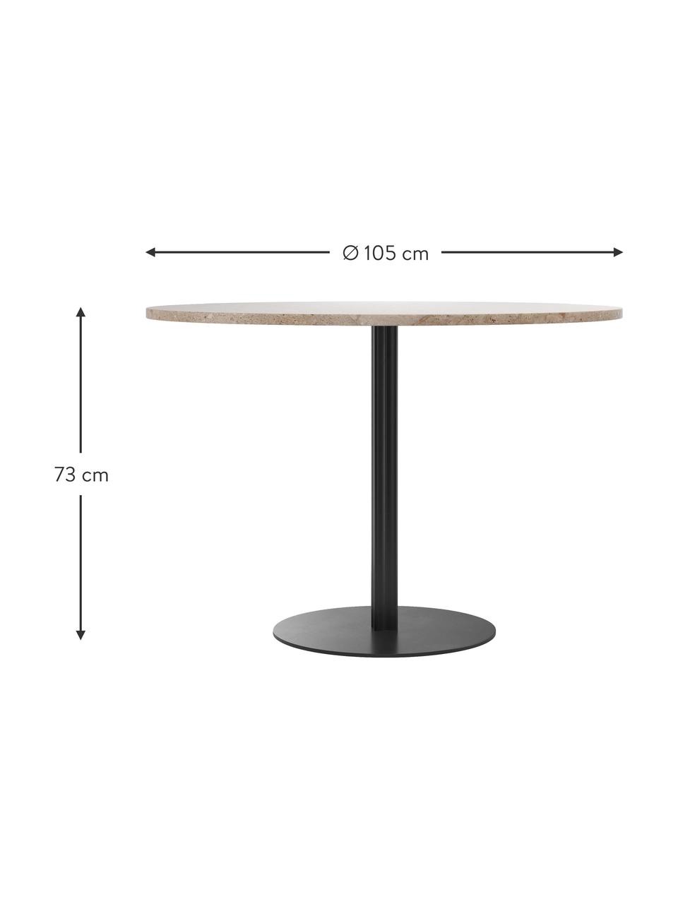 Mesa de comedor redonda de arenisca Harbour, Ø 105 cm, Tablero: arenisca, Negro, beige, Ø 105 x Al 73 cm