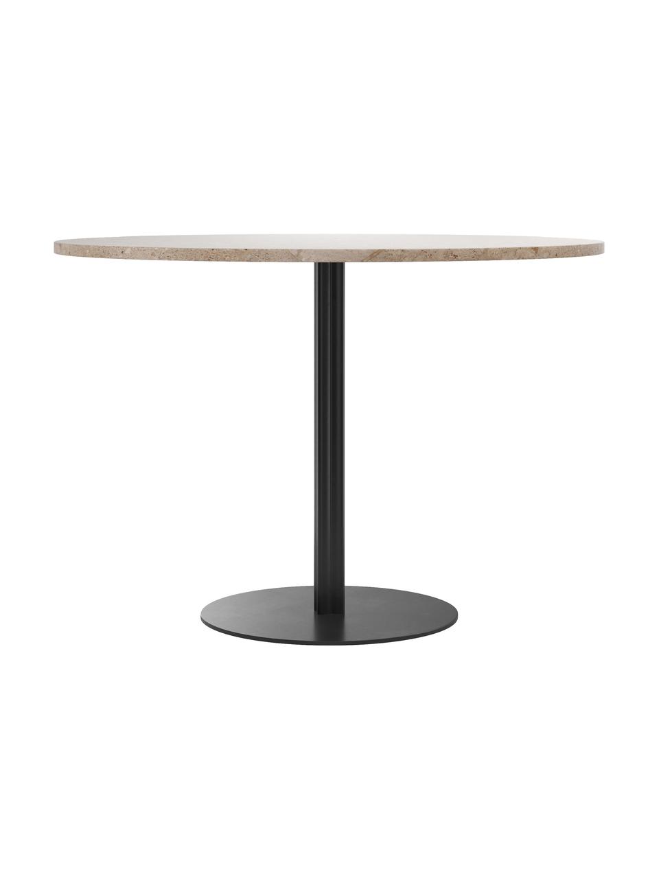 Table à manger ronde en grès Harbour, Ø 105 cm, Noir, beige, Ø 105 x haut. 73 cm