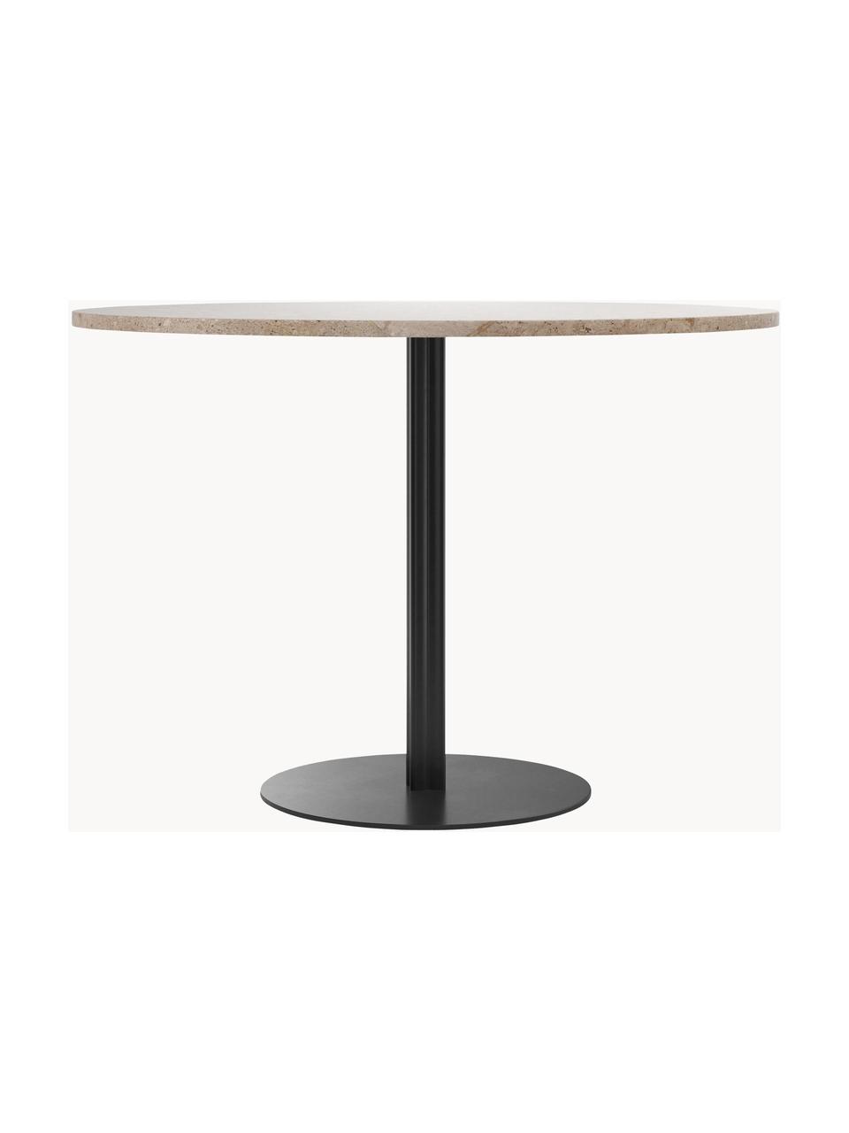 Mesa de comedor redonda de arenisca Harbour, Ø 105 cm, Tablero: arenisca, Arenisca, negro, Ø 105 cm