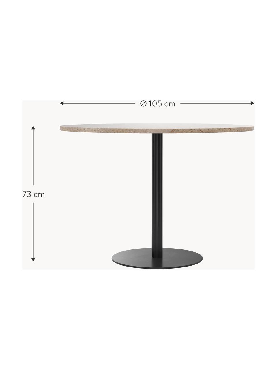 Ronde eettafel Harbour van zandsteen, Ø 105 cm, Tafelblad: zandsteen, Poot: gepoedercoat metaal, Zandsteen, zwart, Ø 105 cm