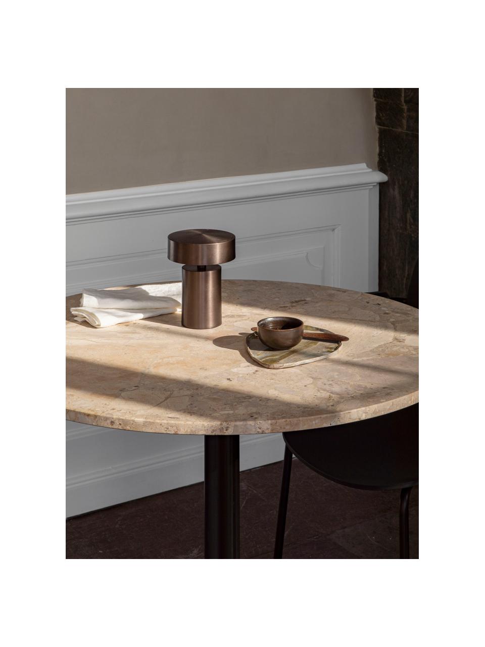 Mesa de comedor redonda de arenisca Harbour, Ø 105 cm, Tablero: arenisca, Arenisca, negro, Ø 105 cm