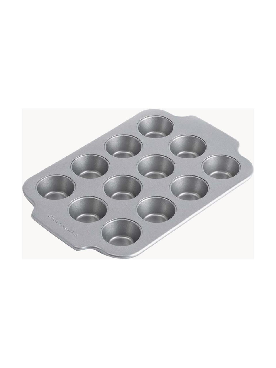 Stampo per muffin con rivestimento antiaderente Bakery, Acciaio alluminato, Grigio scuro, Lung. 30 x Larg. 21 x Alt. 3 cm