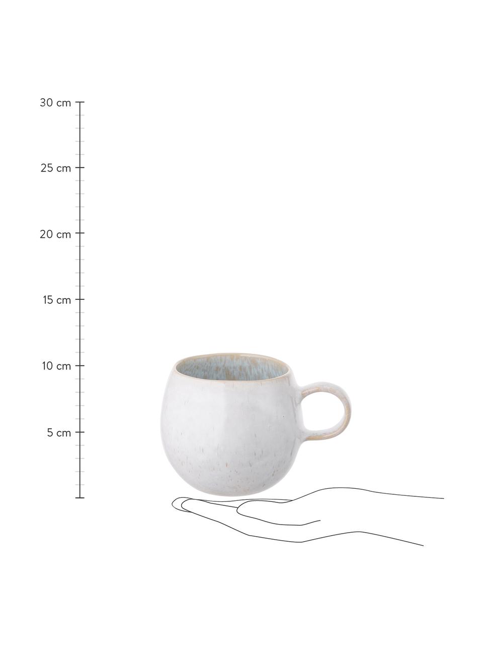 Tazas originales de té artesanales Areia, 2 uds., Gres, Azul claro, blanco crudo, beige claro, Ø 9 x Al 10 cm