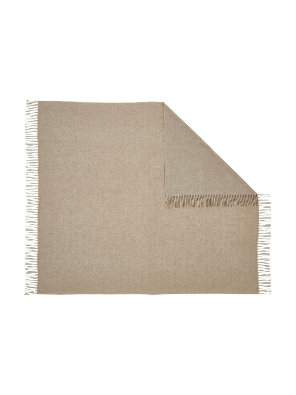 Leichtes Wollplaid Patriciu mit Fransenabschluss, 100% Wolle, Beige, 130 x 170 cm