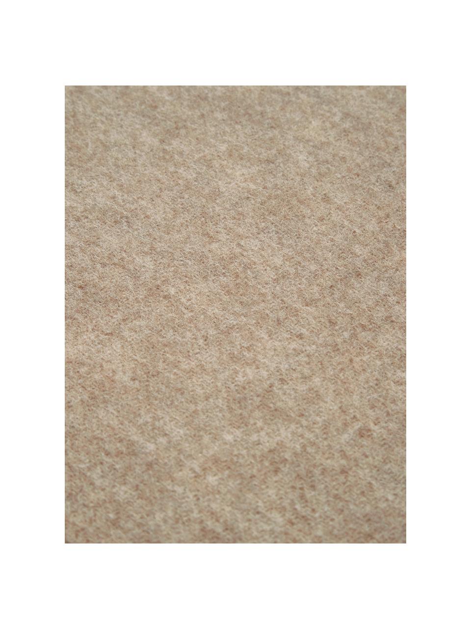 Manta de lana ligera con flecos Patriciu, 100% lana, Beige, Cama 90 cm (150 x 220 cm)