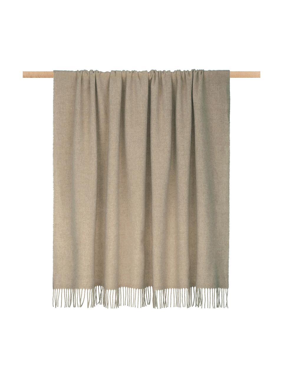 Leichtes Wollplaid Patriciu mit Fransenabschluss, 100% Wolle, Beige, 130 x 170 cm