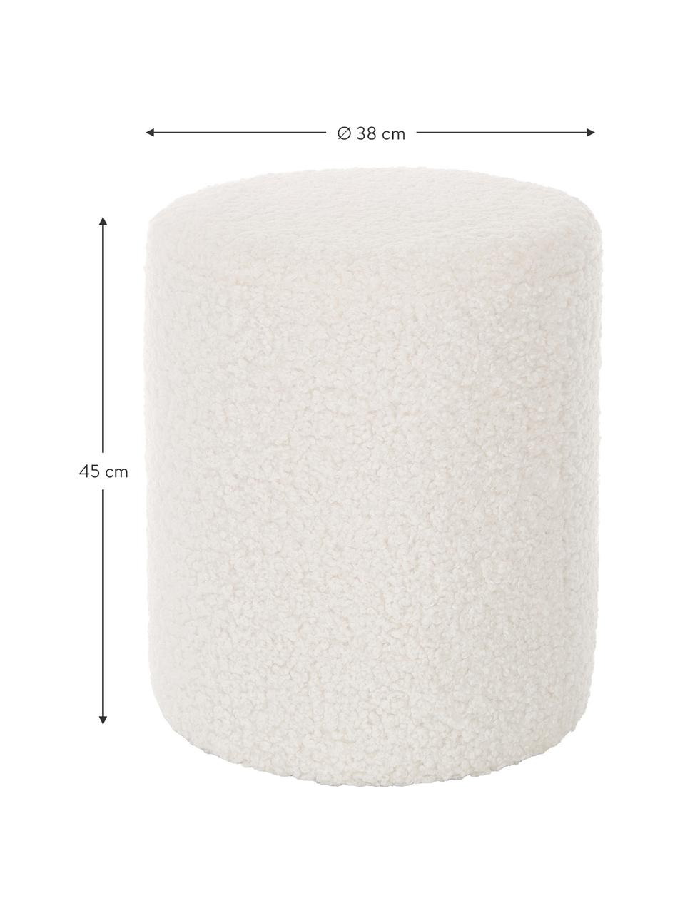 Pouf in tessuto teddy bianco crema Daisy, Rivestimento: poliestere (teddy) 40.000, Struttura: compensato, Tessuto teddy bianco crema, Ø 38 x Alt. 45 cm