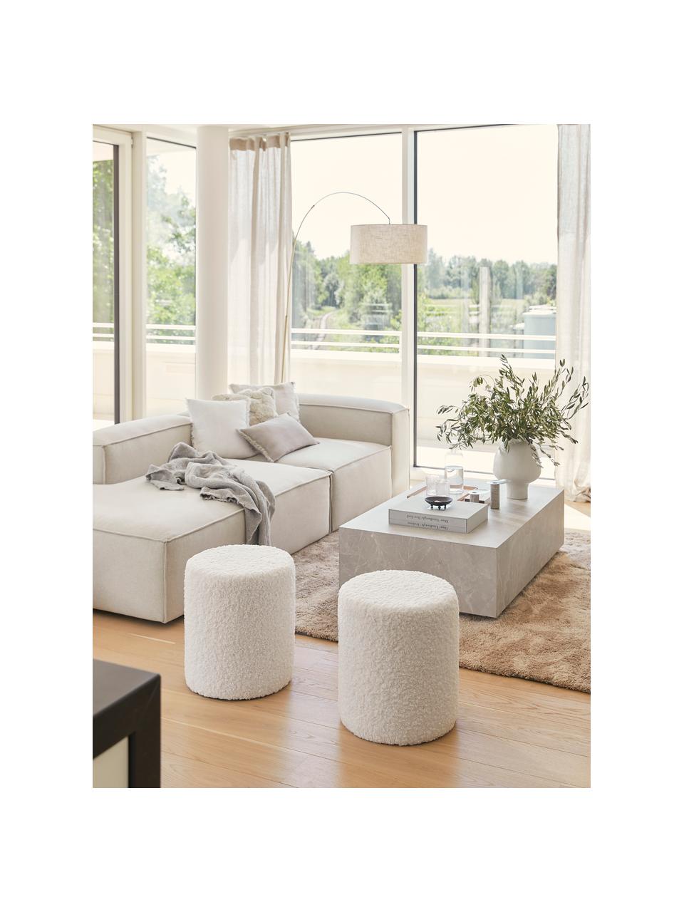 Pouf blanc peluche blanc crème Daisy | WestwingNow