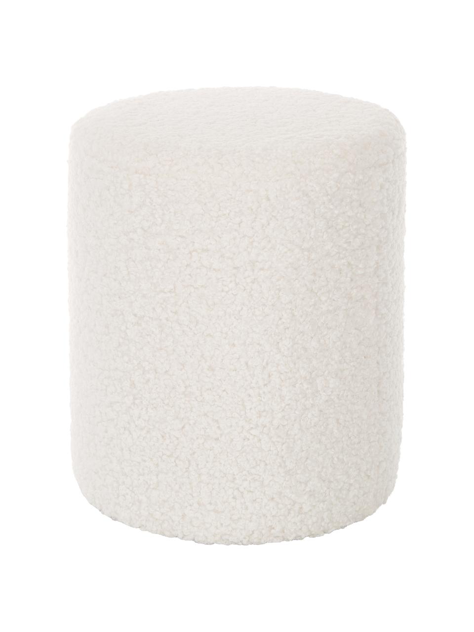 Pouf en tissu peluche Daisy, Peluche blanc crème, Ø 38 x haut. 45 cm