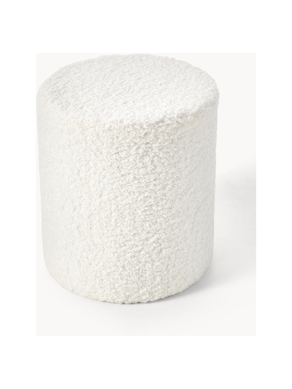 Pouf en tissu peluche Daisy, Peluche blanc crème, Ø 38 x haut. 45 cm