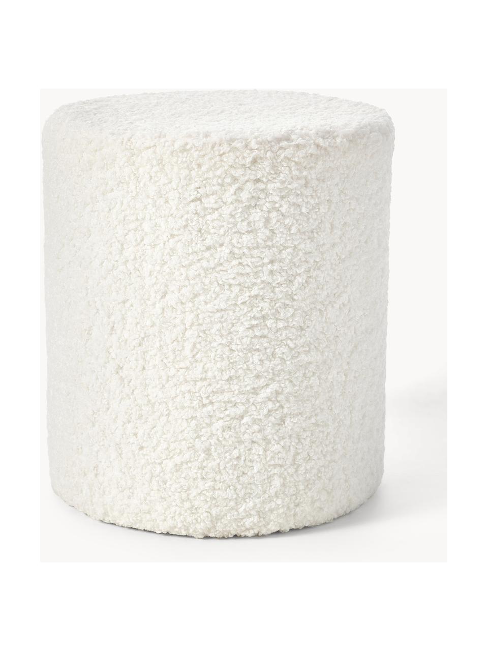 Pouf in teddy Daisy, Rivestimento: poliestere (teddy) 40.000, Struttura: compensato, Teddy bianco crema, Ø 38 x Alt. 45 cm