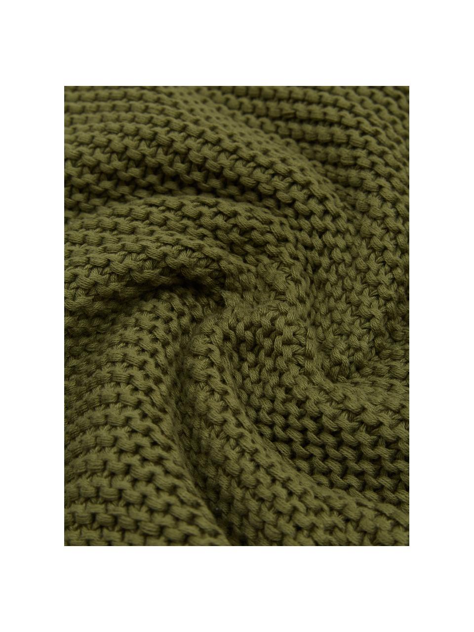 Housse de coussin tricotée en coton bio vert Adalyn, Vert